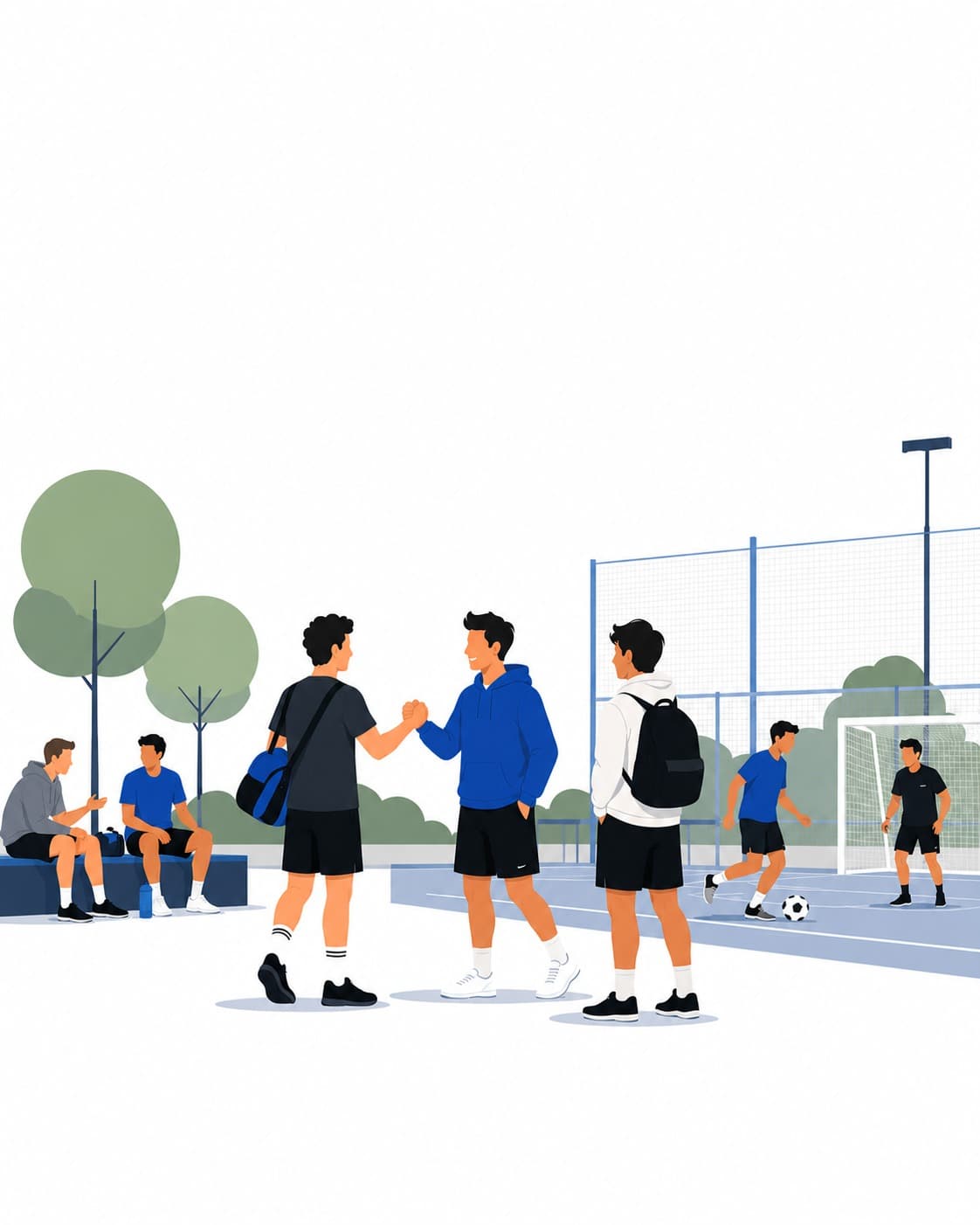 Dos jugadores saludándose antes de empezar un partido en la pista
